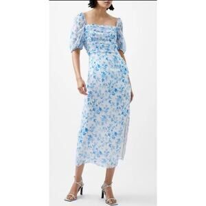 French Connection Women's Catrina Crinkle Ruched Midi Dress NEW Size Small